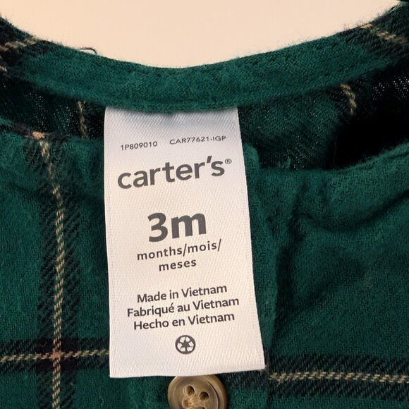 2/$10 ❤️ Carter’s 3M Green Plaid Ruffle Bodysuit Romper | Holiday Romper - Picture 5 of 5